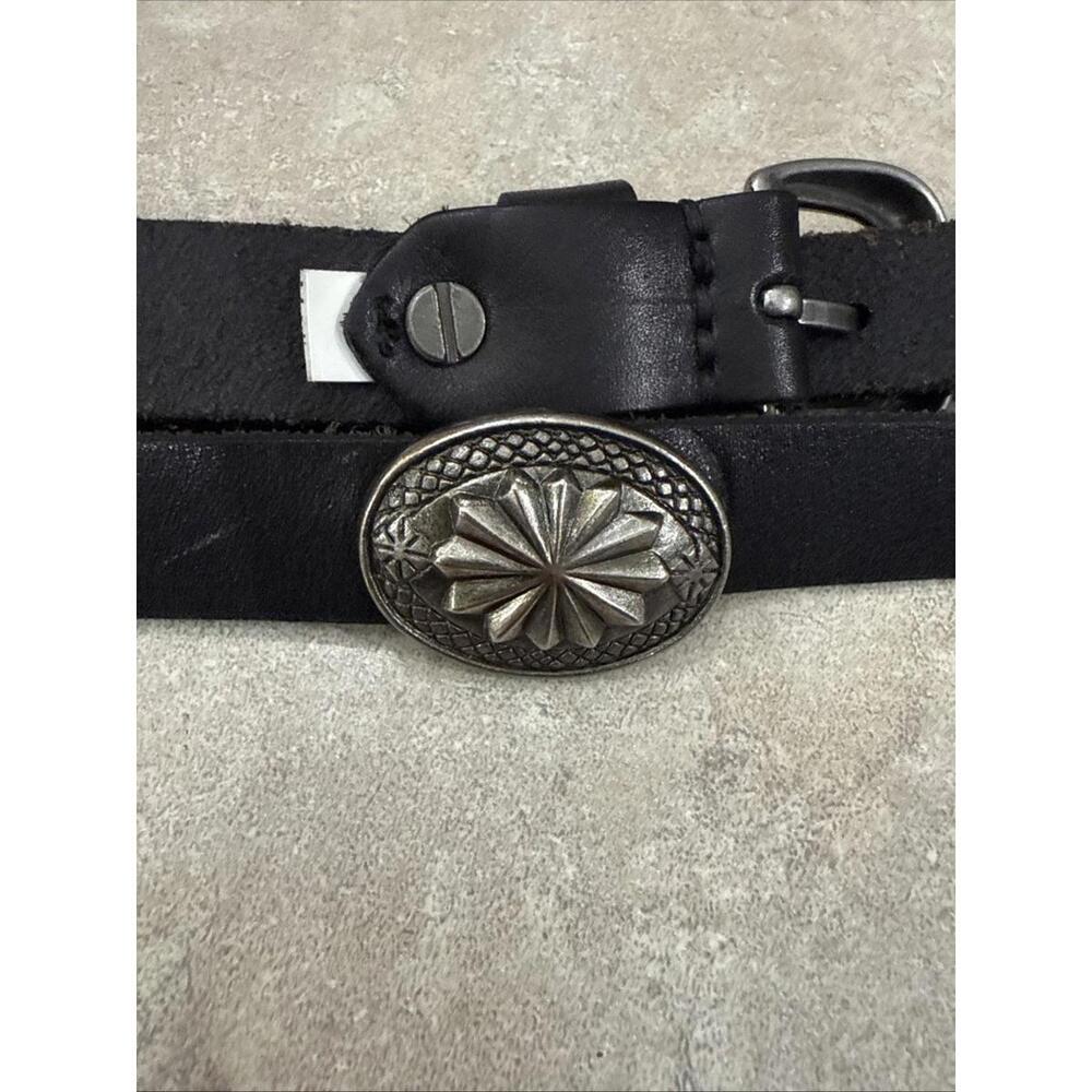 American Eagle Womens Medium Black Western Leather Belt Silver Concho Cowgirl - Picture 3 of 7